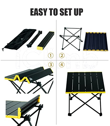 iClimb Ultralight Camping Folding Table, Black - Small