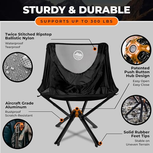 Lightweight CLIQ Portable Chair for Camping - Supports 300lbs