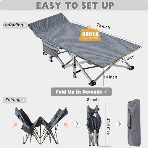 ABORON Folding Camping Cot: Heavy Duty Outdoor Bed