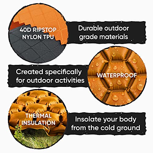 Ultralight Inflatable Sleeping Pad - Camping, Backpacking, Hiking