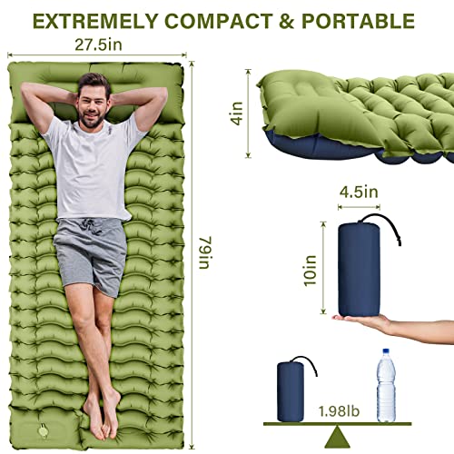 Ultralight Camping Sleeping Pad with Built-in Foot Pump