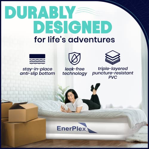 EnerPlex Twin Air Mattress with Built-in Pump - Durable and Portable Dual Pump Inflatable Bed