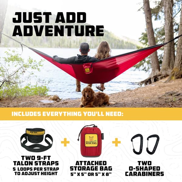 Portable Camping Hammock with Tree Straps by Wise Owl
