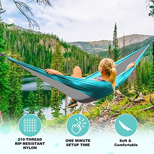 Dual Portable Camping Hammock with Tree Straps, Carry Bag