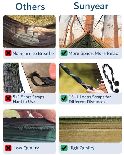 Sunyear Double Hammock with Net for Outdoor Survival
