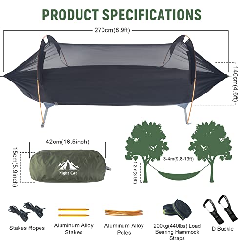 Night Cat Hammock Tent with Rain Fly & Mosquito Net