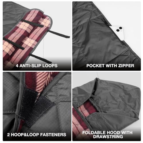 DUKUSEEK Large Waterproof Outdoor Blanket, Quilted Fleece