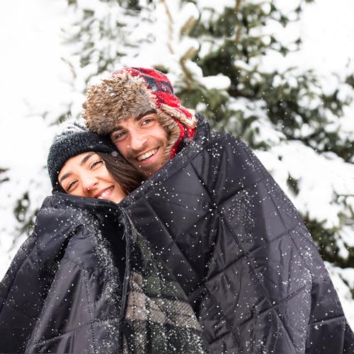 DUKUSEEK Large Waterproof Outdoor Blanket, Quilted Fleece