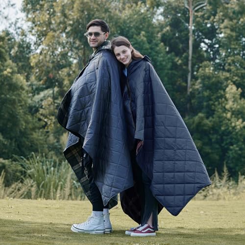 DUKUSEEK Large Waterproof Outdoor Blanket, Quilted Fleece