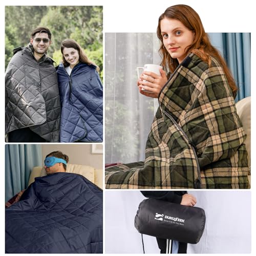 DUKUSEEK Large Waterproof Outdoor Blanket, Quilted Fleece