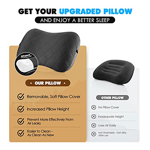 Inflatable Pillow with Removable Cover for Outdoor Use