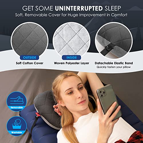 Inflatable Pillow with Removable Cover for Outdoor Use