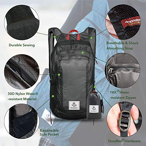 4Monster Waterproof Daypack for Travel, Camping, Hiking (Grey, 16L)