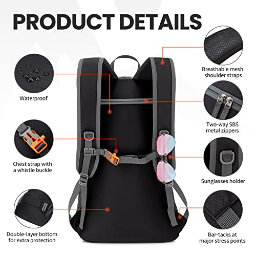 Venture Pal Lightweight 40L Hiking Backpack - Black