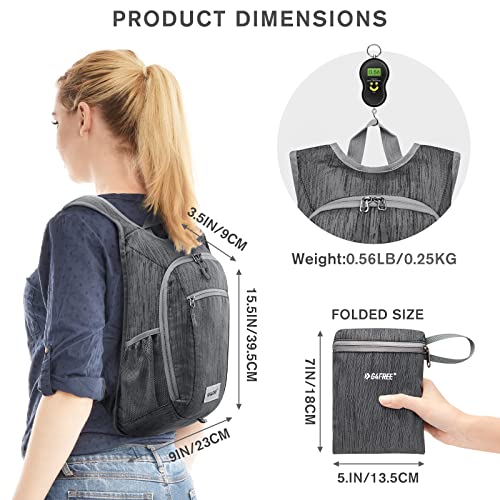 G4Free Lightweight Packable Hiking Daypack - Black