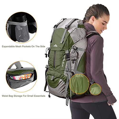 Loowoko 50L Waterproof Hiking Backpack with Rain Cover