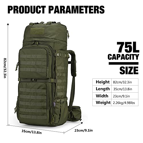 Mardingtop 75L Molle Hiking Backpack with Rain Cover