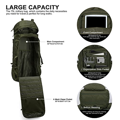 Mardingtop 75L Molle Hiking Backpack with Rain Cover