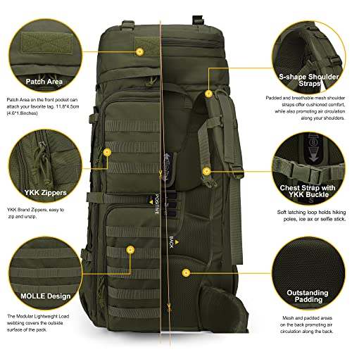 Mardingtop 75L Molle Hiking Backpack with Rain Cover