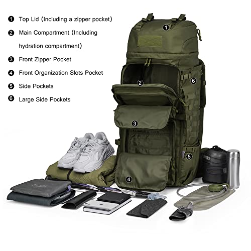 Mardingtop 75L Molle Hiking Backpack with Rain Cover