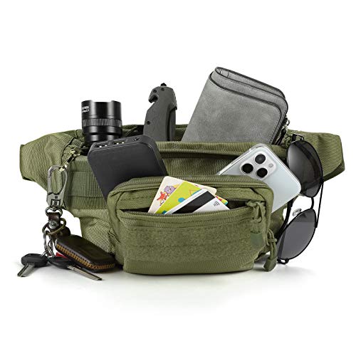 Tactical Fanny Pack with USA Flag Patch (Army Green)