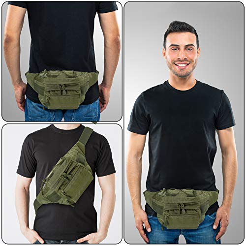 Tactical Fanny Pack with USA Flag Patch (Army Green)