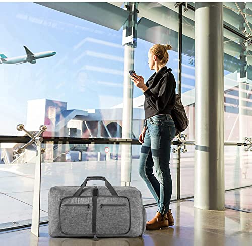 65L Foldable Travel Duffle Bag with Shoes Compartment