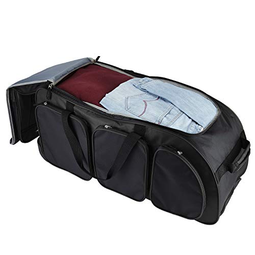 Xpedition Multi-Pocket Black Rolling Duffel Bag (30")