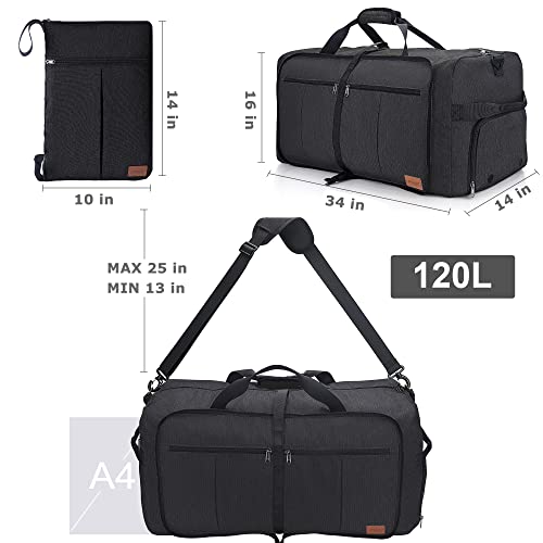 120L Waterproof Travel Duffel Bag with Shoe Compartment