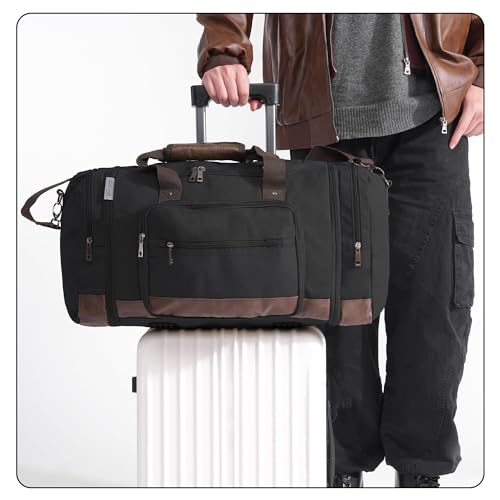Wohlbege Canvas Big Crossbody Bag - Black
