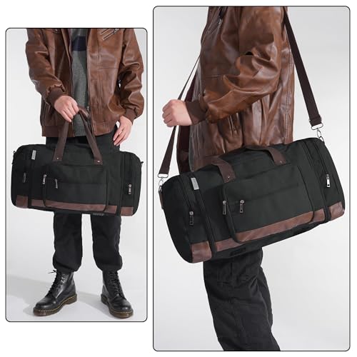 Wohlbege Canvas Big Crossbody Bag - Black
