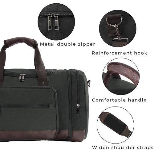 Wohlbege Canvas Big Crossbody Bag - Black
