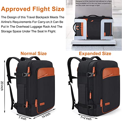 Travel Backpack: XL 40L, Flight Approved, Expandable, Water-Resistant