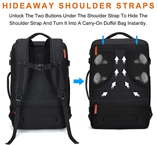Travel Backpack: XL 40L, Flight Approved, Expandable, Water-Resistant