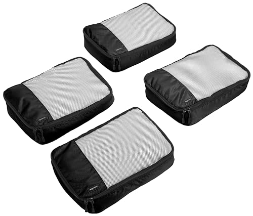 4 Piece Travel Organizer Cubes Set, Medium, Black