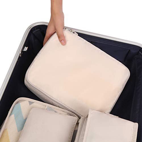 BAGAIL 8 Piece Packing Cubes Set - Cream