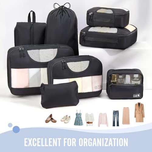 Veken 8-Piece Packing Cubes Set for Luggage Organization