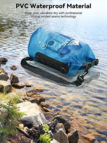HEETA Waterproof Dry Bag Backpack, Transparent Blue 5L
