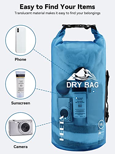 HEETA Waterproof Dry Bag Backpack, Transparent Blue 5L