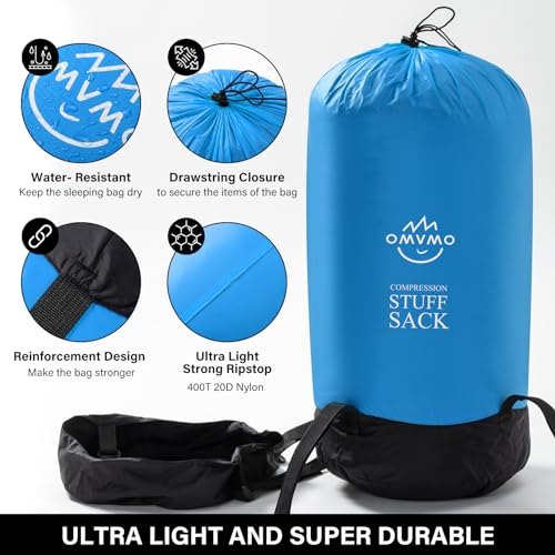 OMVMO 45L Water-Resistant Compression Sack, Sky Blue Sleep Bag
