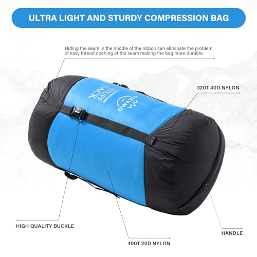OMVMO 45L Water-Resistant Compression Sack, Sky Blue Sleep Bag
