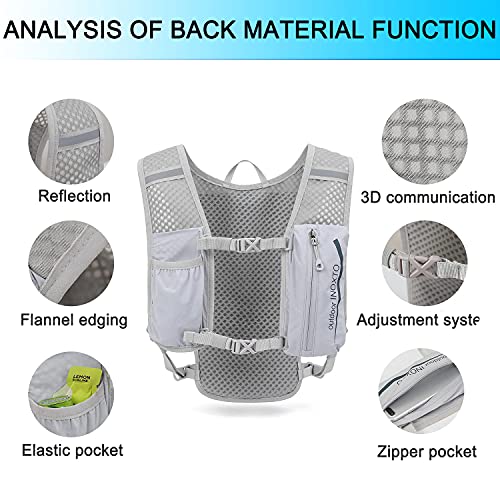 Lightweight Hydration Vest Backpack with Water Bladder - Gray