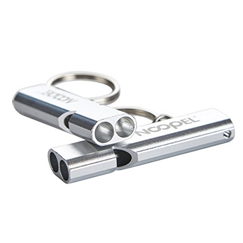 Noopel Double Tube Survival Whistle with Keychain (2 Pack)