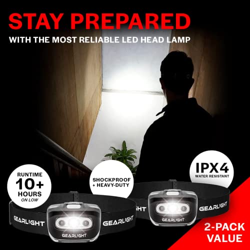 GearLight LED Headlamp 2-Pack: Adjustable for Camping