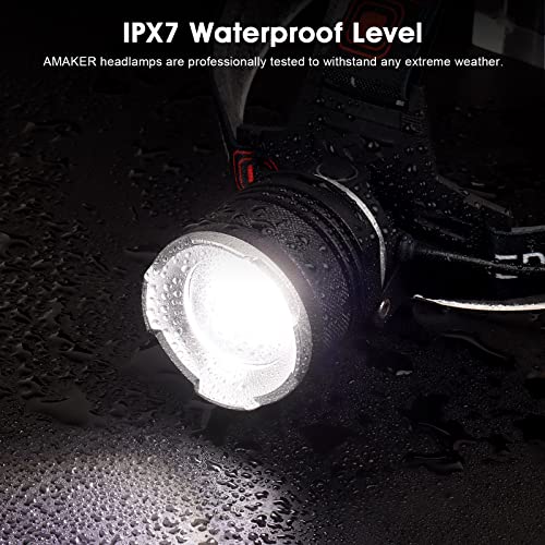 AMAKER LED Rechargeable Headlamp, 900000 Lumens, 6 Modes