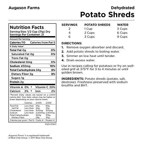 Augason Farms Dehydrated Potato Shreds - 1 lb 7 oz