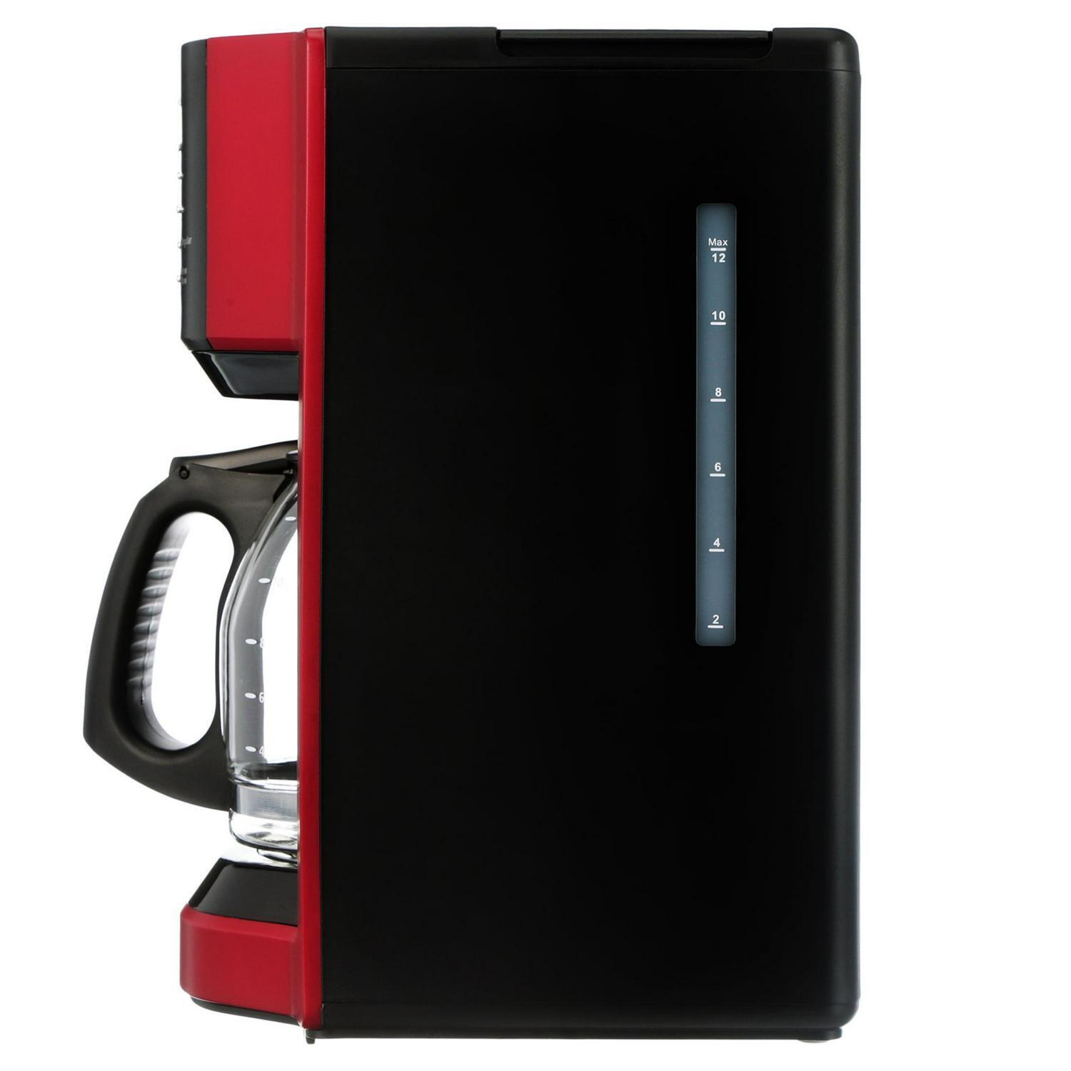 Mr. Coffee 12-Cup Programmable Coffeemaker, Rapid Brew, Red