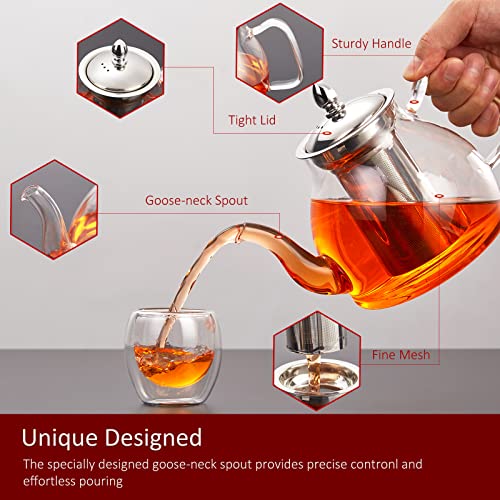 Glass Teapot with Stainless Steel Infuser, 40oz