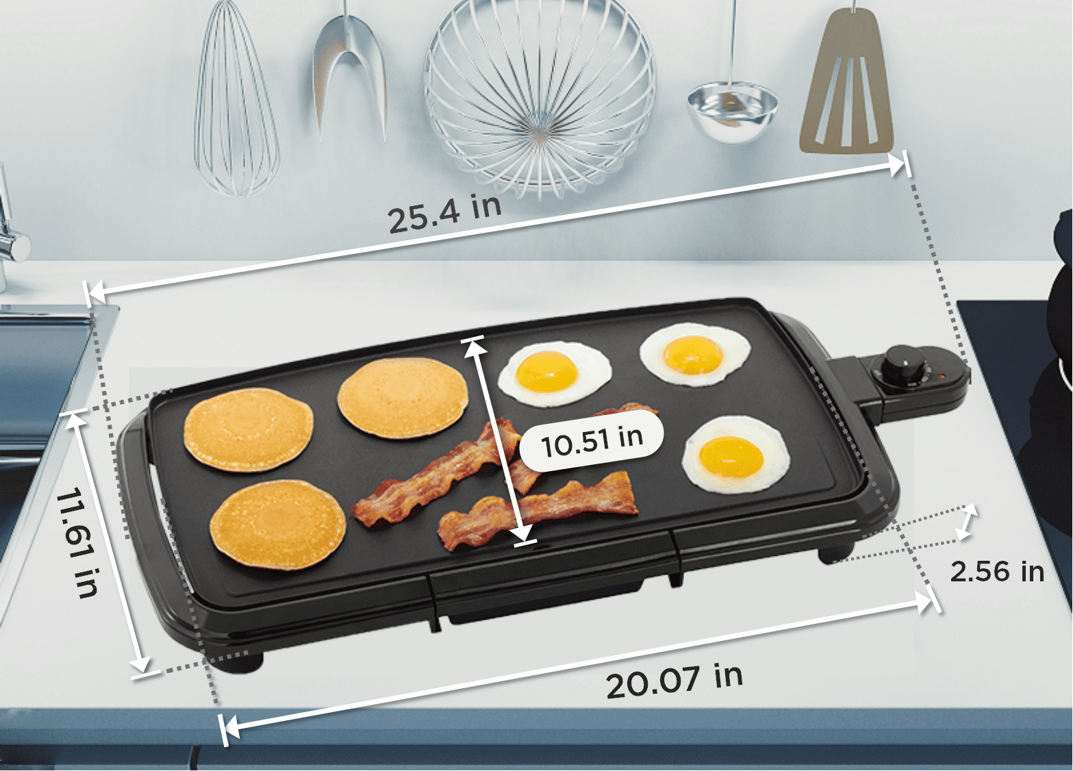 Mainstays Dishwasher-Safe 20" Black Griddle with Adjustable Temperature Control