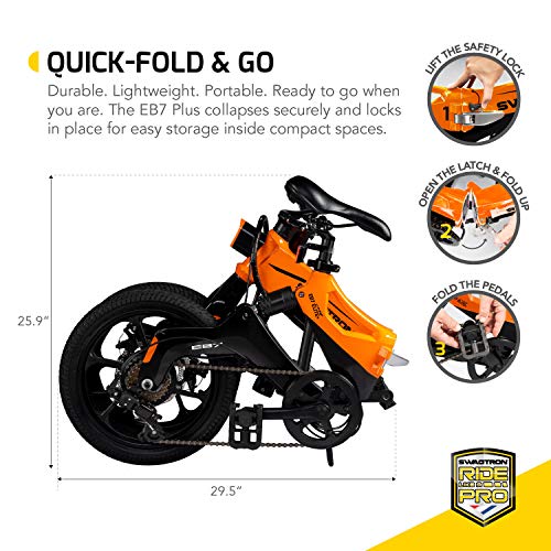 Swagtron EB-7 Elite Plus Folding E-Bike, Orange/Black